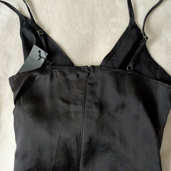 BNWT Black satin look wrap Mini dress - Picture 7 of 9